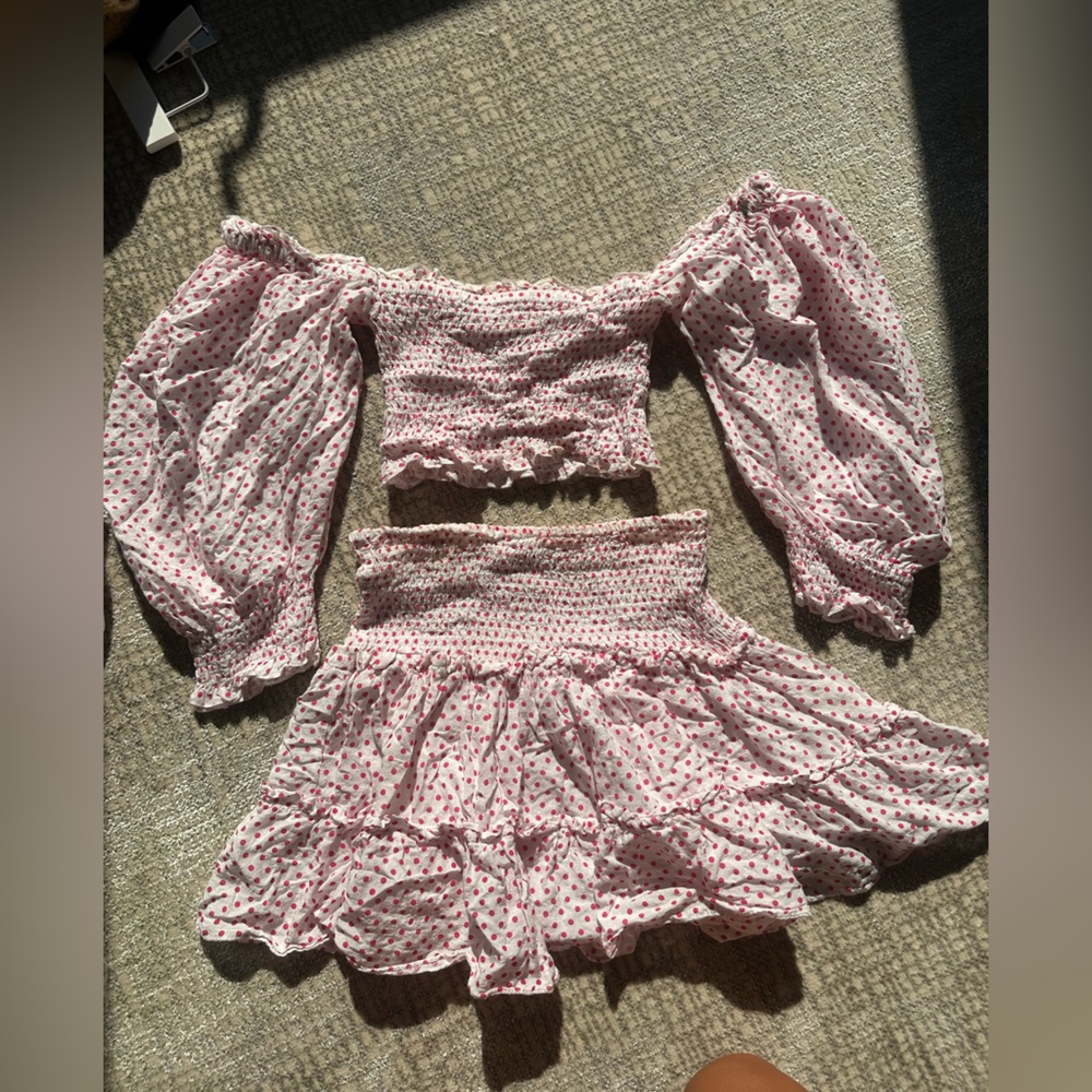 Red and white polka dot set